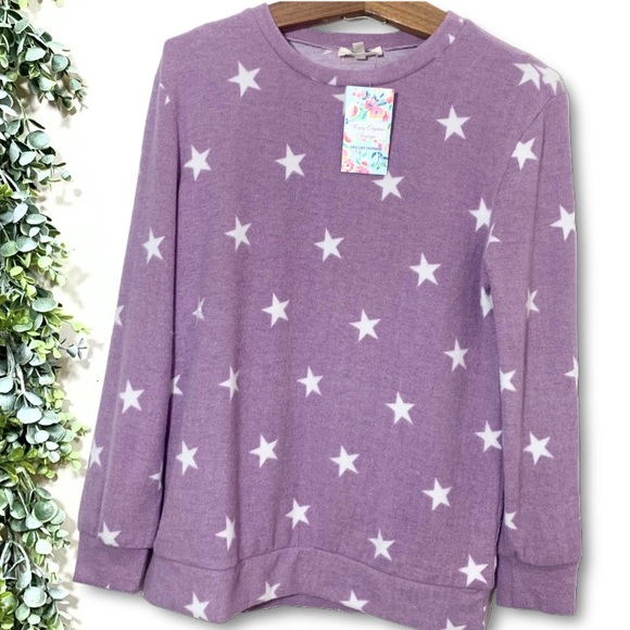 Star print cozy sweater purple - Picture 9 of 12